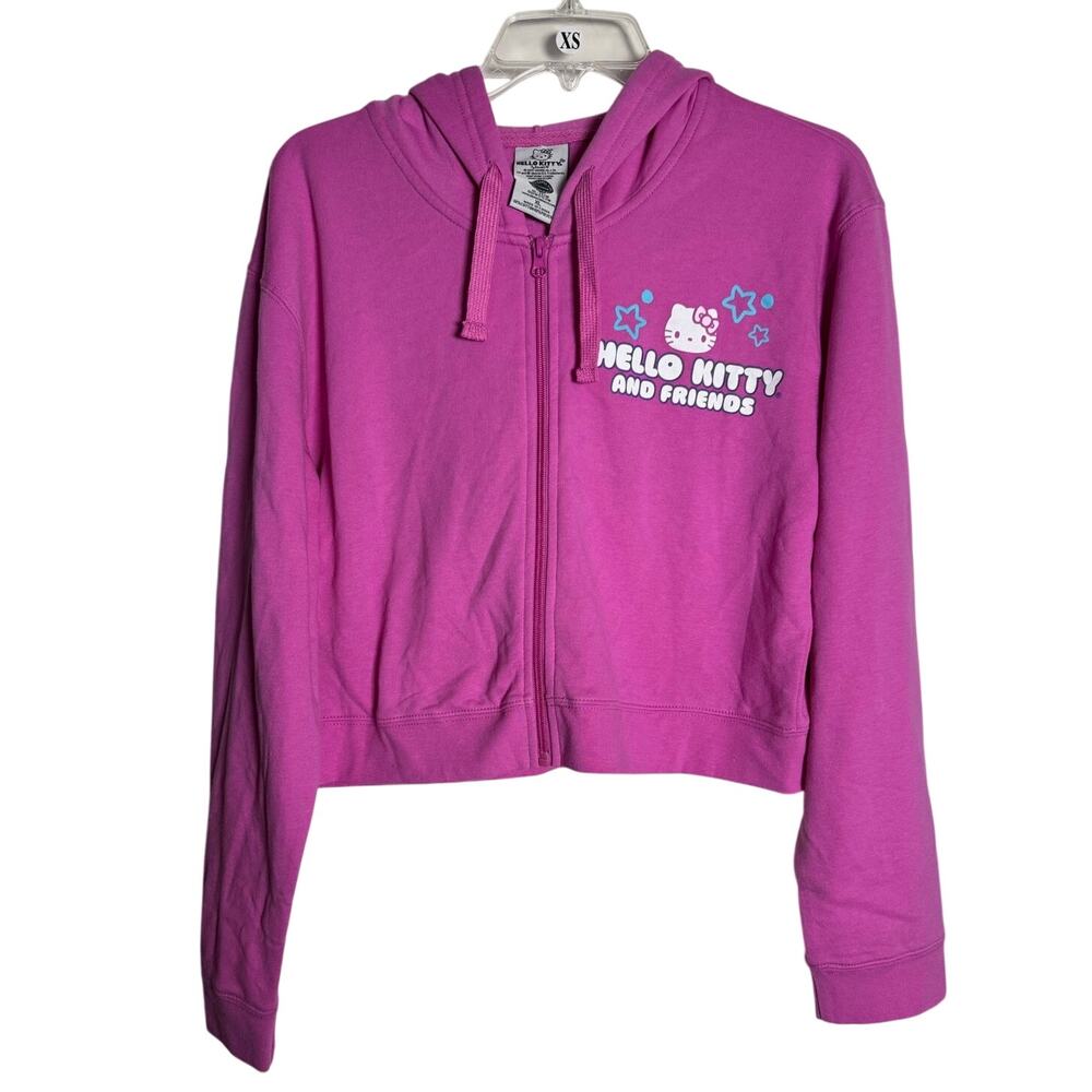 SANRIO HELLO KITTY Graphic Hoodie NWT Cropped Full Zip Double Graphic Size XL